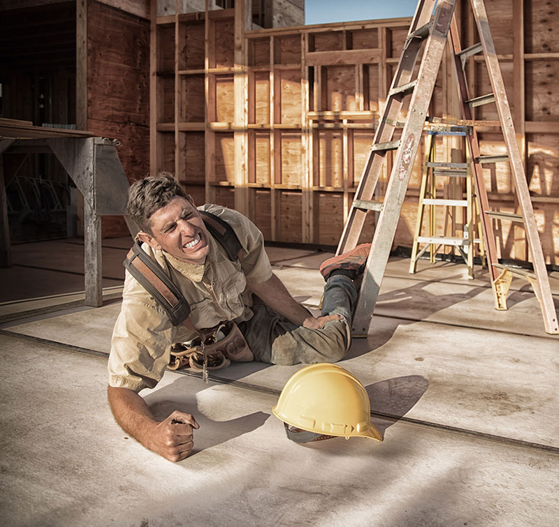 Personal injury at work image of man who fell off ladder